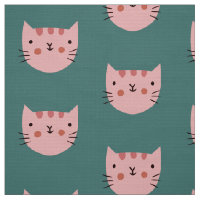 Cute Pink Cat Green Pattern