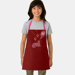 Cute Pink Cat Hearts  Monogrammed Apron