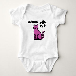 Cute Pink Cat “MIAOU” Baby Bodysuit