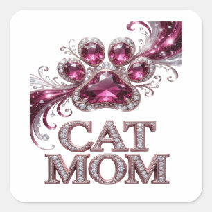 Cute Pink CAT MOM Sticker Design