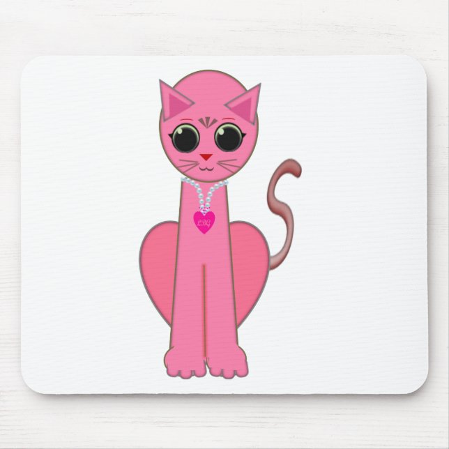 Cute pink cat mouse pad (Front)