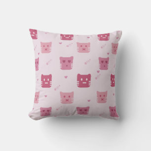 Cute Pink Cat Pattern For Cat Lover Home Decor Cushion