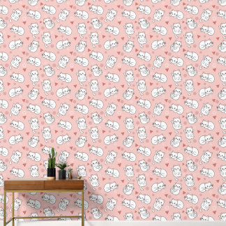 Cute Pink Cat Pattern Wallpaper