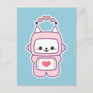 Cute Pink Cat Robot Postcard