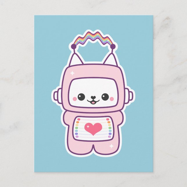 Cute Pink Cat Robot Postcard (Front)