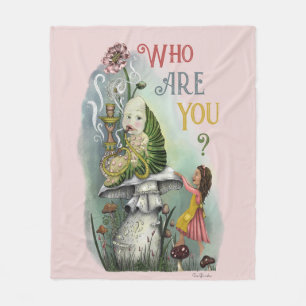 Cute Pink Caterpillar in Alice in Wonderland Art Fleece Blanket