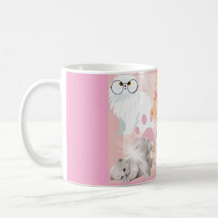 Cute Pink Cats Ceramic Mug   Adorable Fluffy Cat C