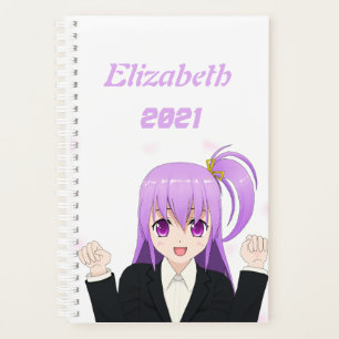Cute pink cheerful Anime Girl Japanese 2023 Planner