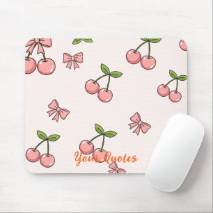 Cute Pink Cherries & Bows Seamless Pattern Mouse Pad