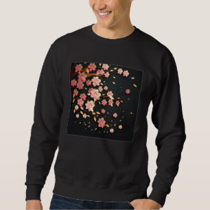 Cute Pink Cherry Blossom Illustration Flowers Mini Sweatshirt