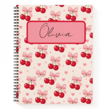 Cute Pink Cherry Bow Coquette Back to School 2027