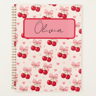 Cute Pink Cherry Bow Coquette Back to School 2027 Planner