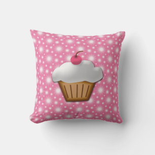 Cute Pink Cherry Cupcake Cushion