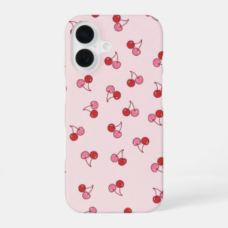Cute Pink Cherry Fruit Pattern iPhone 16 Case