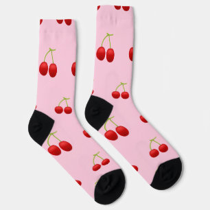 Cute Pink Cherry Pattern Socks