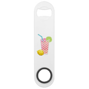 Cute Pink Chevron Lemonade with Lime Slice