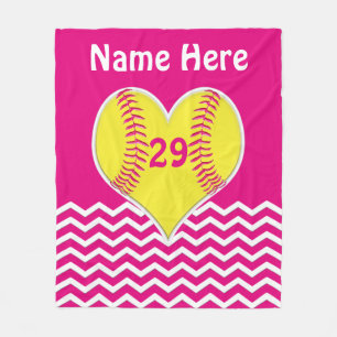Cute Pink, Chevron PERSONALIZED Softball Blanket