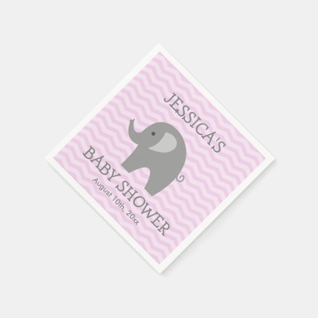 Cute pink chevron zoo animal baby shower napkins (Corner)