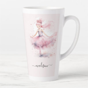 Cute pink Christmas ballerina script name Latte Mug