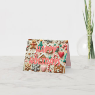 Cute Pink Christmas Cookie Card for the Girlies