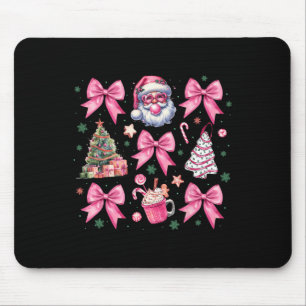 Cute Pink Christmas Coquette Bow Santa Hot Cocoa G Mouse Pad