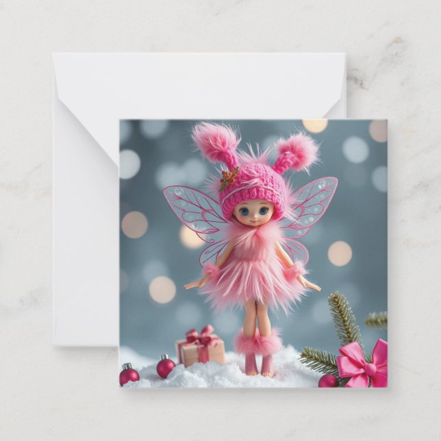 Cute pink christmas  Fairy Card (Front)