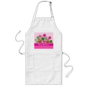 Cute pink Christmas gingerbreads Long Apron