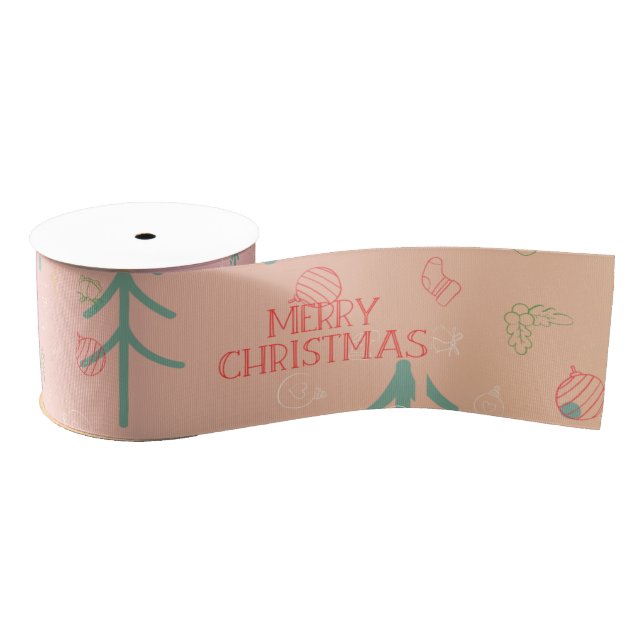 Cute Pink Christmas Grosgrain Ribbon (Spool)