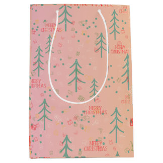 Cute Pink Christmas Medium Gift Bag