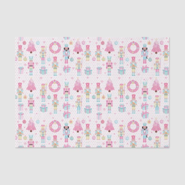 Cute Pink Christmas Nutcracker Ballet Tissue Paper (Front)