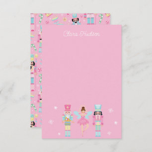 Cute Pink Christmas Nutcracker Personalised Thank You Card