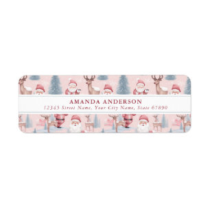 Cute Pink Christmas Santa Return Address Labels