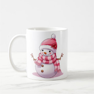 Cute Pink Christmas Snowman Coffee Mug