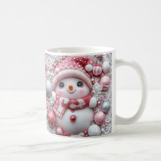 Cute Pink Christmas Snowman Mug | Cozy Winter Mug