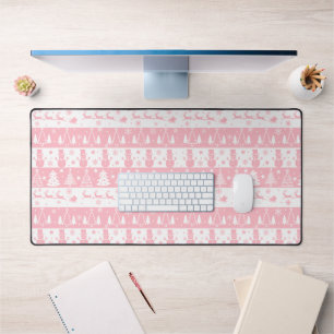 Cute Pink Christmas Winter Desk Mat