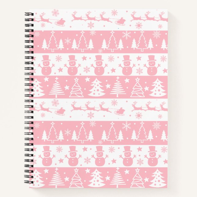 Cute Pink Christmas Winter Notebook (Front)