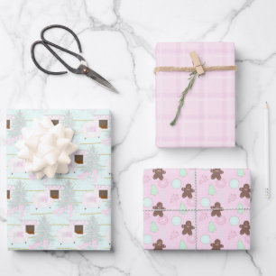 Cute Pink Christmas Wrapping Paper Sheet