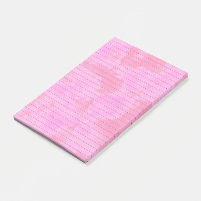 Cute Pink Clouds Lined Pink Post It Notes (Angled)
