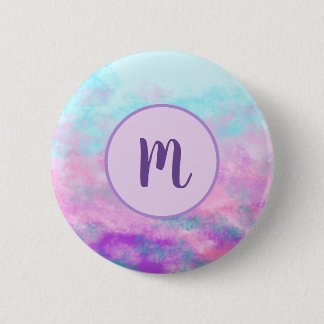 Cute Pink Clouds Monogram 6 Cm Round Badge