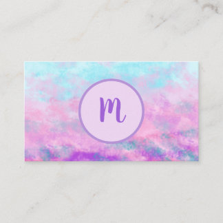 Cute Pink Clouds Monogram Business Card