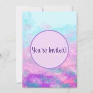 Cute Pink Clouds Monogram Invitation