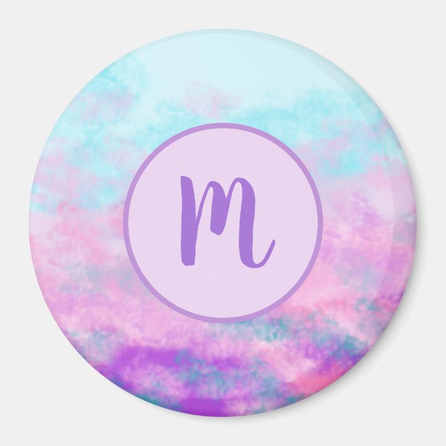 Cute Pink Clouds Monogram Magnet (Front)