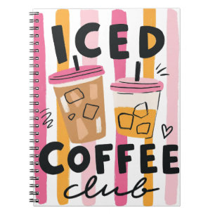 Cute Pink Coffee Cups Summer Coffee Design Notebook
