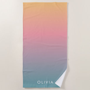Cute Pink Colourful Ombre Beach Towel