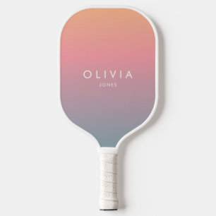 Cute Pink Colourful Ombre Personalised Name Pickleball Paddle