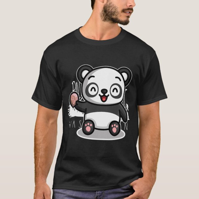 Cute Pink Concha Panda Bear T-Shirt (Front)