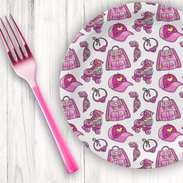 Cute Pink Cool Girl Things Paper Plate (Creator Uploaded)