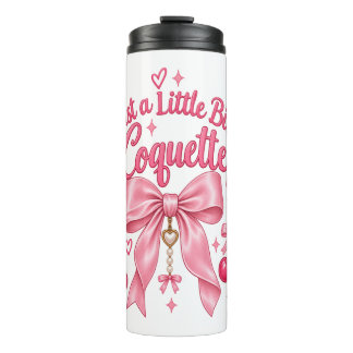 Cute Pink Coquette Bow Cherry Feminine Aesthetic Thermal Tumbler