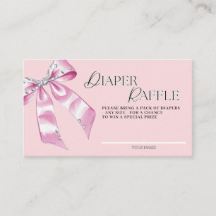 Cute Pink Coquette Bow Diaper Raffle Enclosure Card