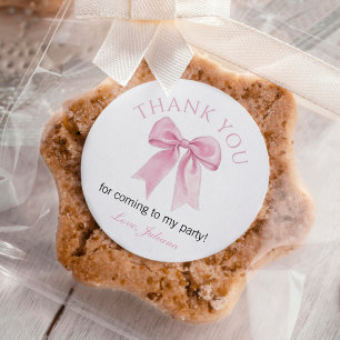 Cute Pink Coquette Bow Girl Birthday Classic Round Sticker